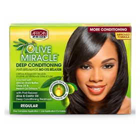 African Pride Olive Miracle Deep Conditioning Anti-Breakage No-Lye Relaxer - Regular