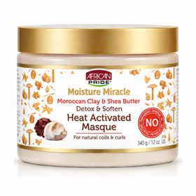 African Pride Moisture Miracle Moroccan Red Clay & Shea Butter Detox & Soften Heat Activated Masque (12oz/340g)