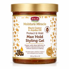African Pride Moisture Miracle Max Styling Gel Black Castor Jojoba Oil (18oz/532ml)